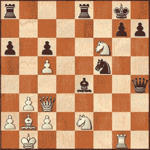 Game position after 32.Nf6+!